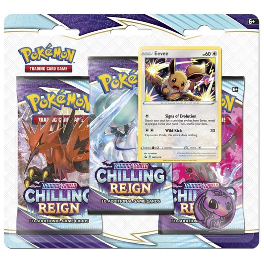Pokemon Chilling Reign 3 Pack Blister Eevee Promo.