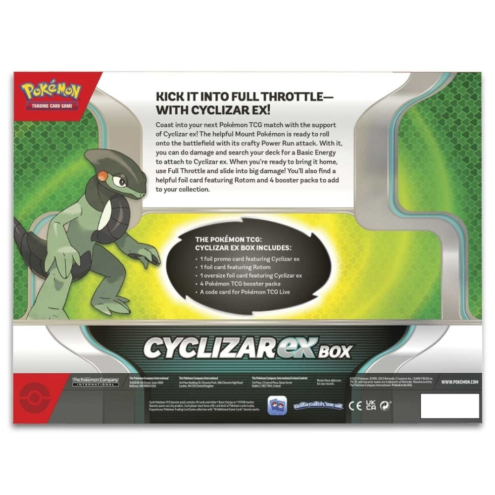 Rear of the Sealed Cyclizar ex Box featuring foil Cyclizar ex promo card.
