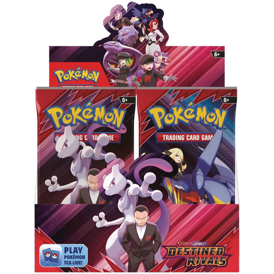 Front view of the Pokemon Trading Card Game Scarlet and Violet Destined Rivals Booster Box.