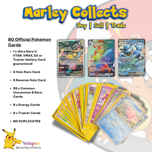 Pokemon Card Collectors Tin Bundle Including 80 Cards | Pokemon Coin Guaranteed Rare