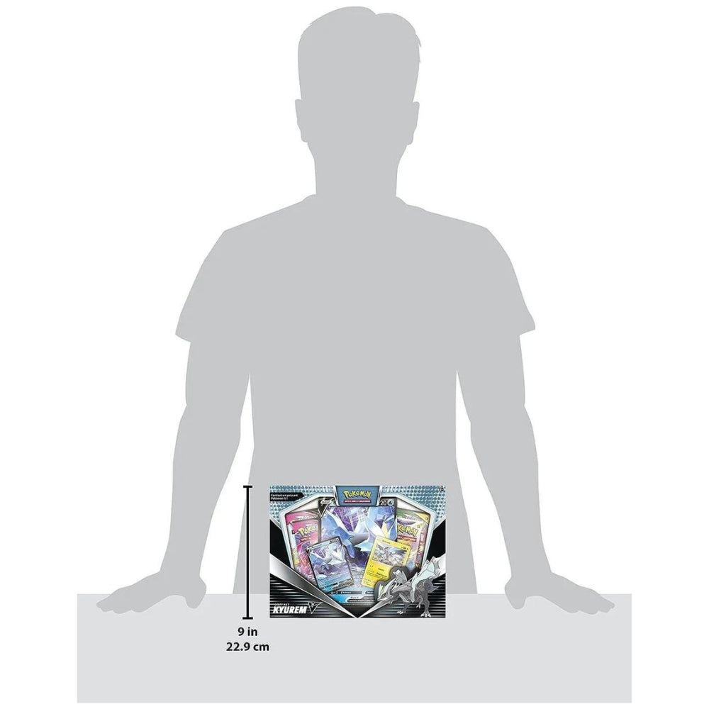 Size scale view of the Pokemon trading card game Kyurem V Box.