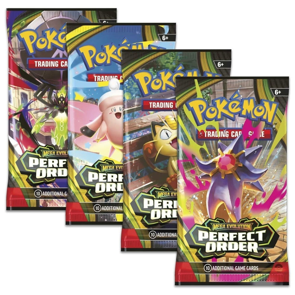 Pokémon TCG Mega Evolution Perfect Order booster pack sealed artwork.
