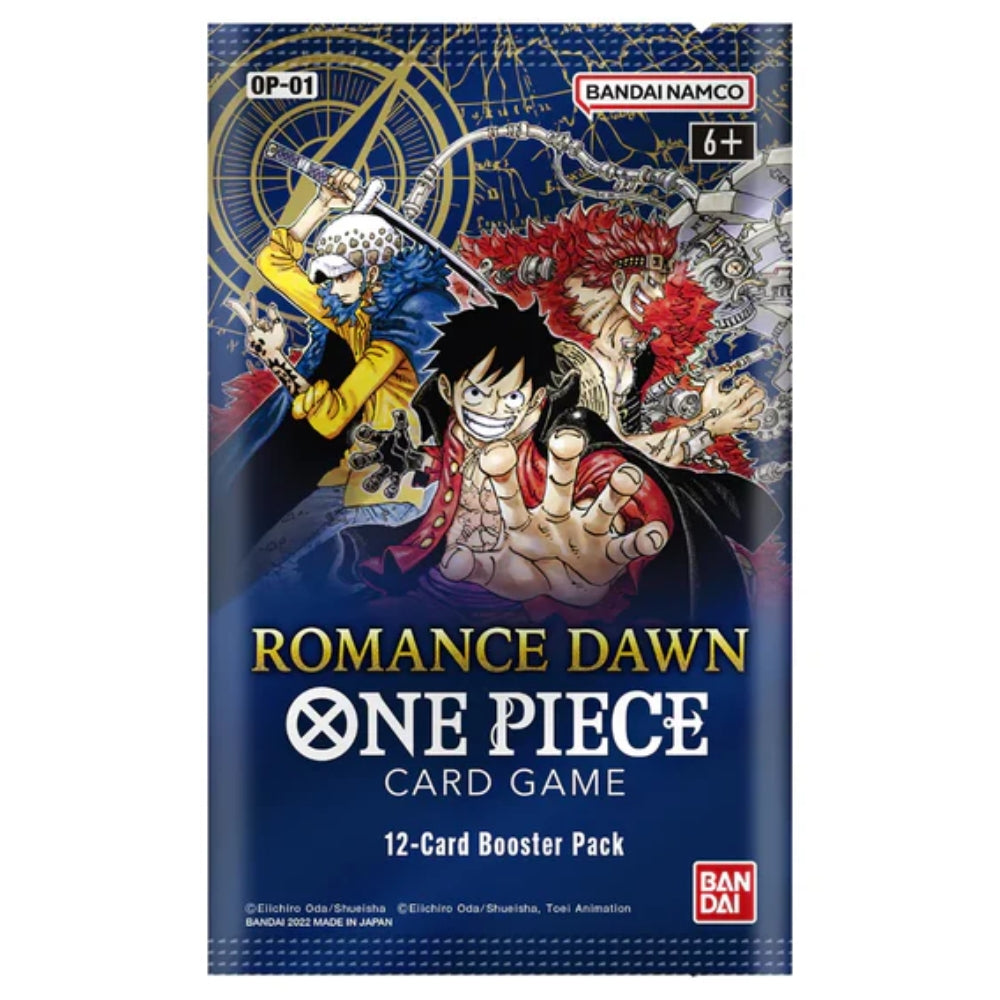 One Piece Card Game OP-01 Romance Dawn Pre-Errata booster pack sealed.