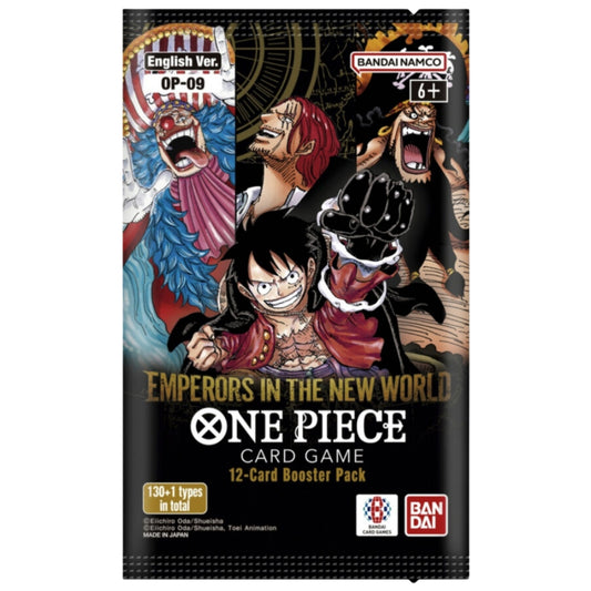 One Piece TCG OP-09 Emperors in the New World Booster Pack featuring the Four Emperors.