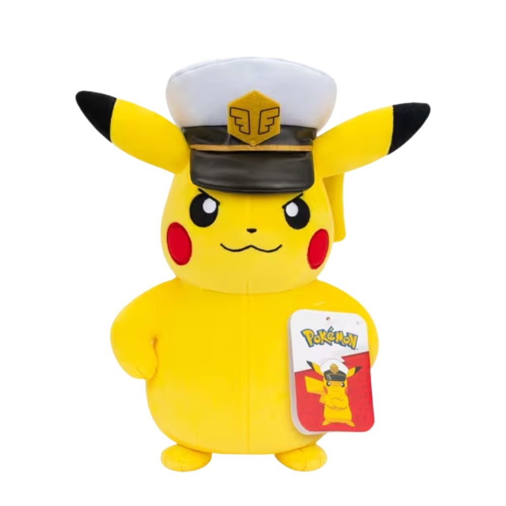 Pokémon Captain Pikachu plush 8 inch with hat.
