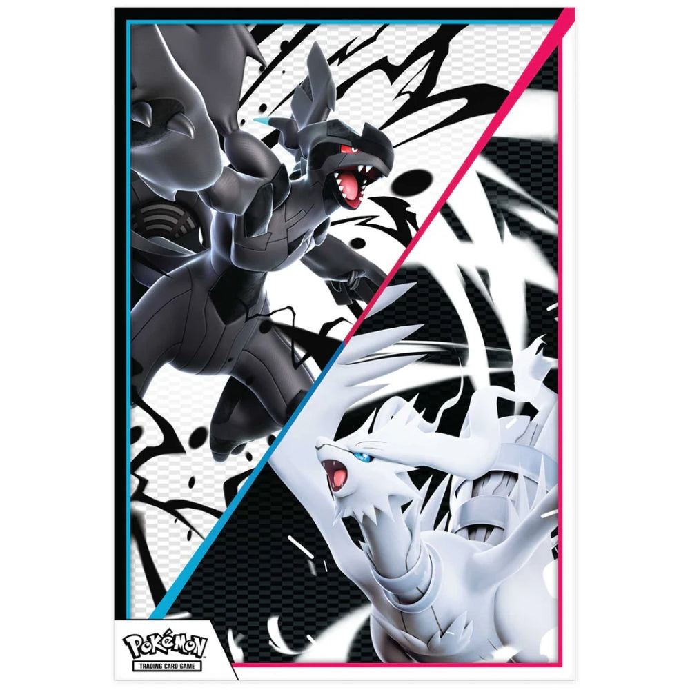 Double-sided Pokémon poster featuring artwork from the Black Bolt and White Flare expansions.
