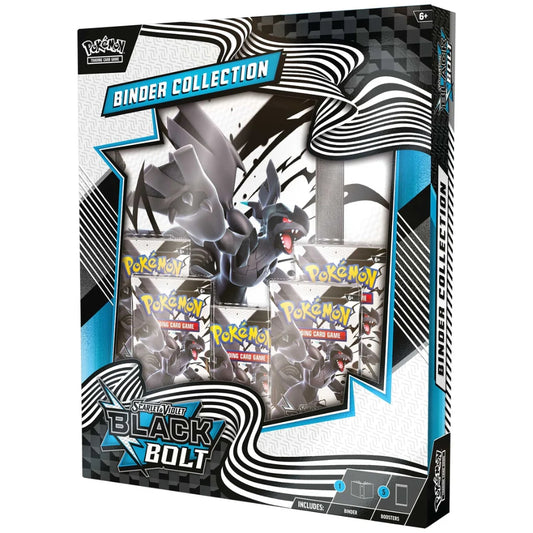 Front angled view of the Pokemon Scarlet and Violet Black Bolt Binder Collection.