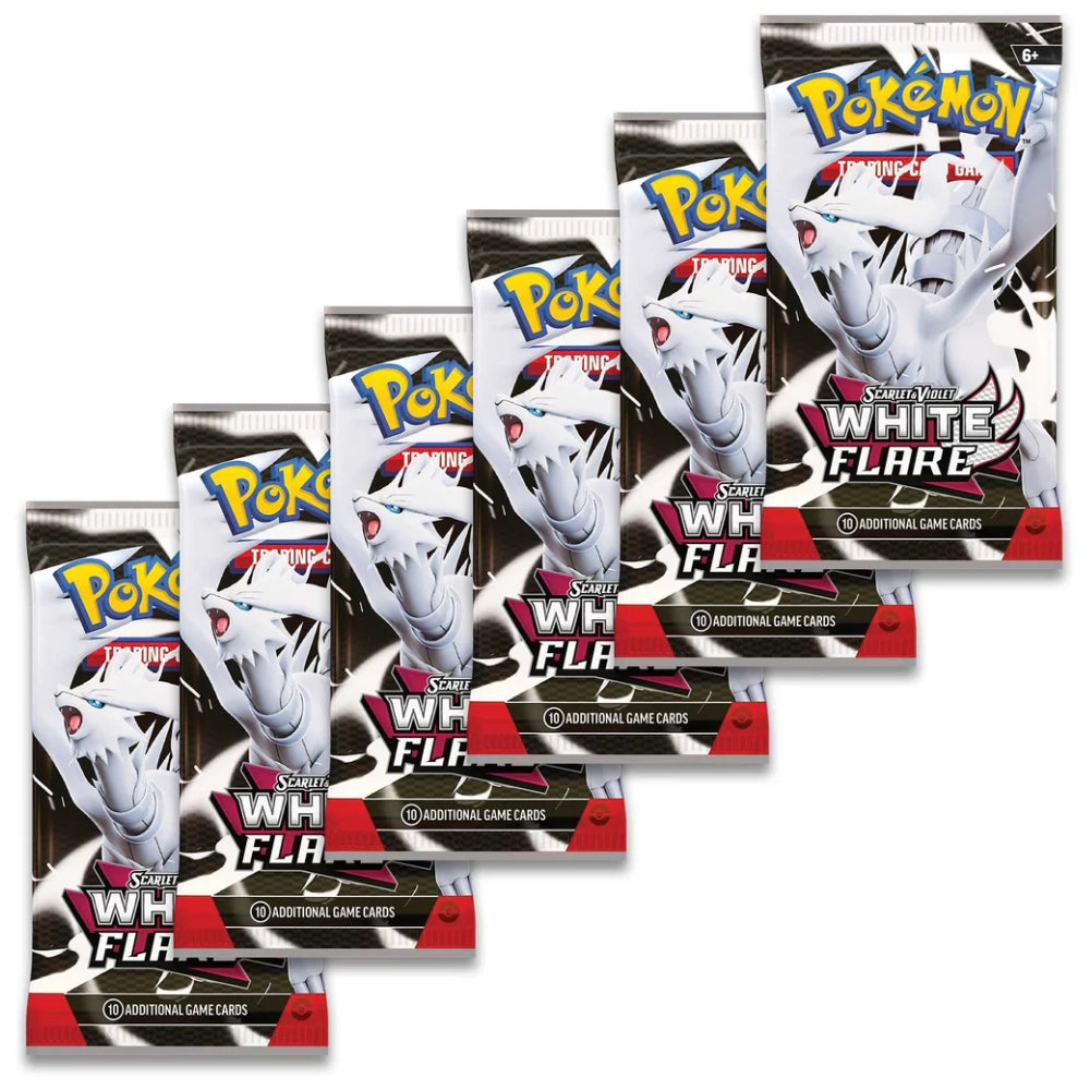 Contents of the White Flare Booster Bundle including six booster packs.