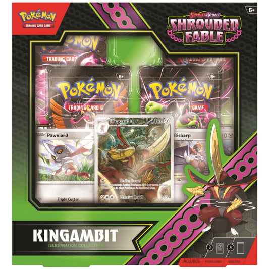 Front view of the Pokemon Trading Card Game Scarlet & Violet Shrouded Fable Kingambit Illustration Collection.