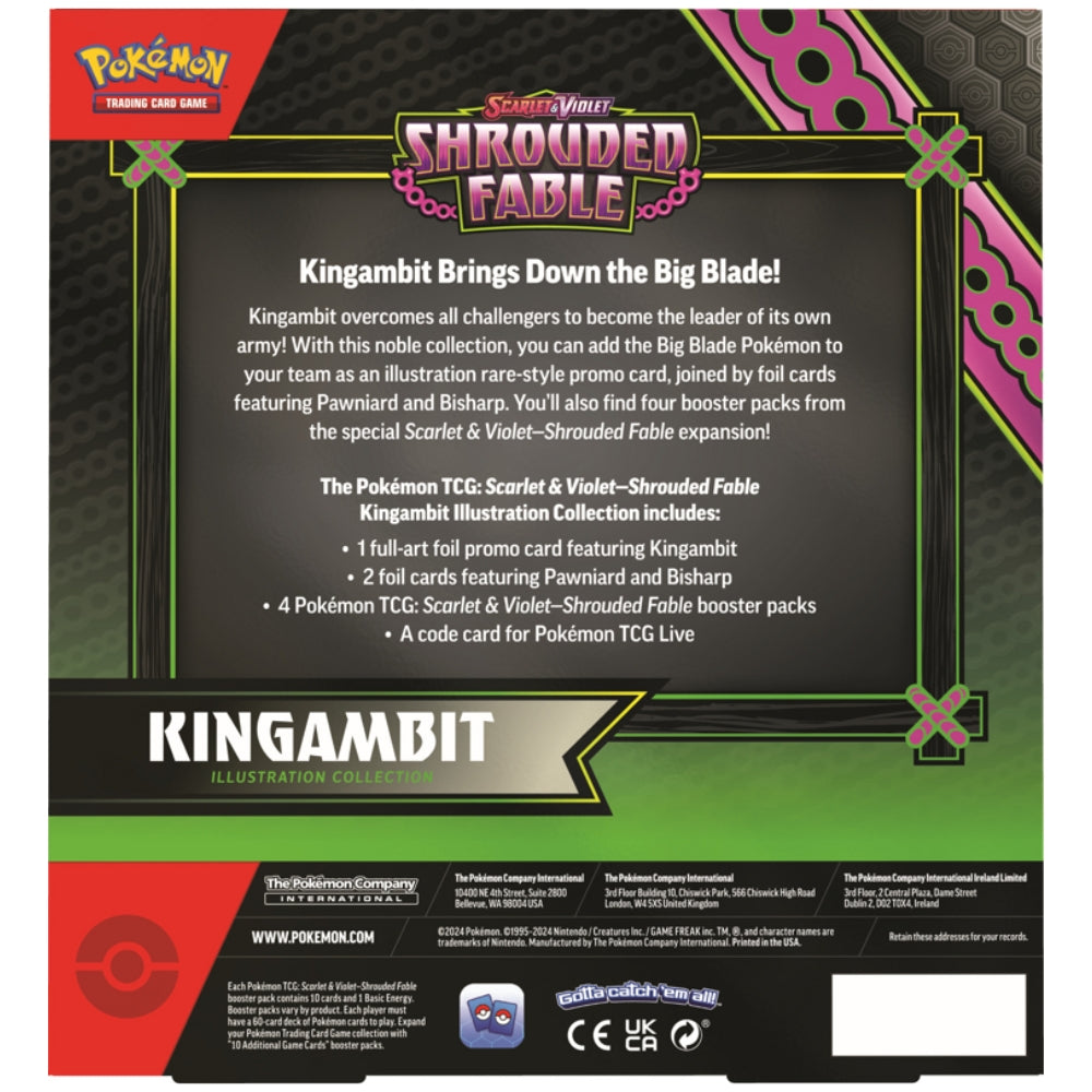 Rear view of the Pokemon Trading Card Game Scarlet & Violet Shrouded Fable Kingambit Illustration Collection.