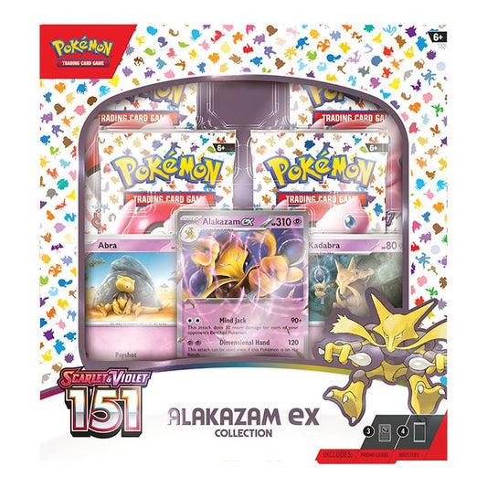 Front view of the Pokemon Trading Card Game Scarlet and Violet 151 Alakazam ex Collection.