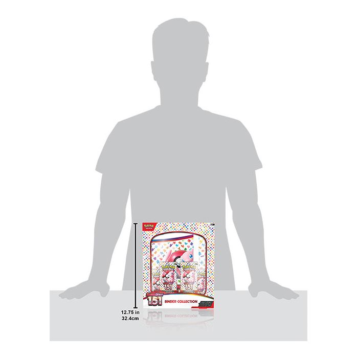 Size scale of the Pokemon Trading Card Game Scarlet and Violet 151 Binder Collection box.
