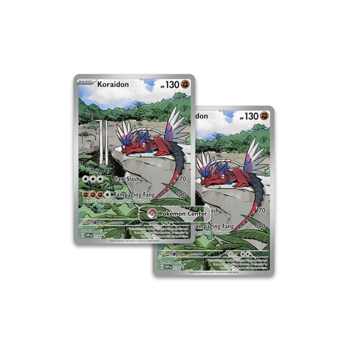 Pokemon TCG Scarlet & Violet Base Set Koraidon ETB promo cards.
