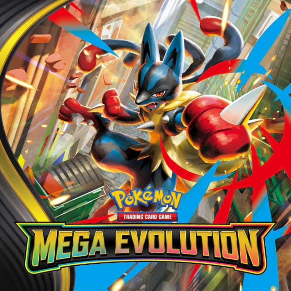 Pokémon TCG Mega Evolution set artwork featuring Lucario.