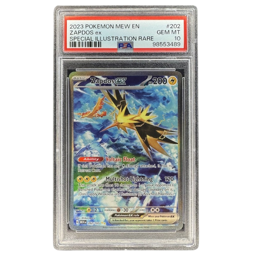 Zapdos ex 202/165 PSA 10 graded Pokémon TCG Scarlet & Violet 151 card Front.