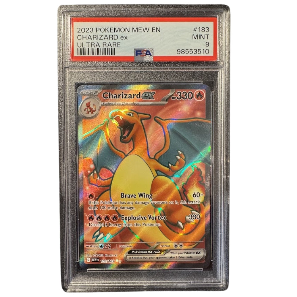 Charizard ex 183/165 PSA 9 Pokémon Scarlet & Violet 151 graded slab front.