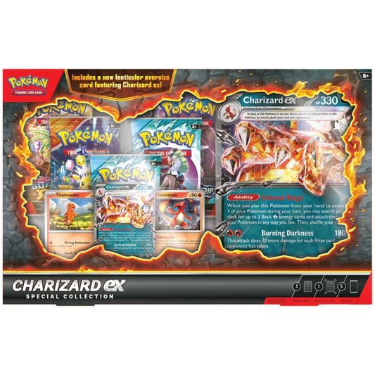 Sealed Charizard ex Special Collection box with Charizard ex promo visible front facing view.