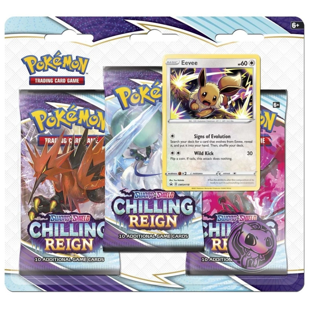 Pokemon Chilling Reign 3 Pack Blister Eevee Promo.