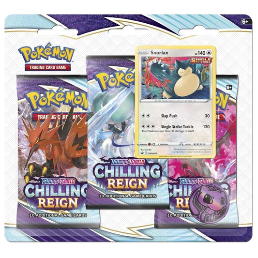 Pokemon Chilling Reign 3 Pack Blister Snorlax Promo.