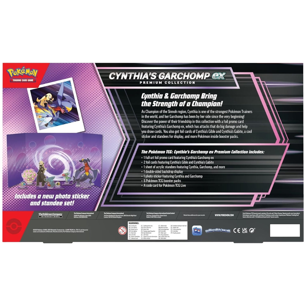 Pokemon Cynthia's Garchomp ex Premium Collection back.
