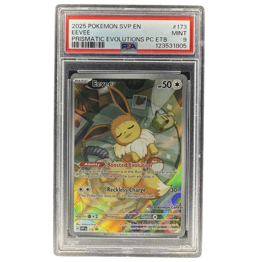 Eevee SVP173 Prismatic Evolutions Pokemon Center Promo PSA 9 Front.