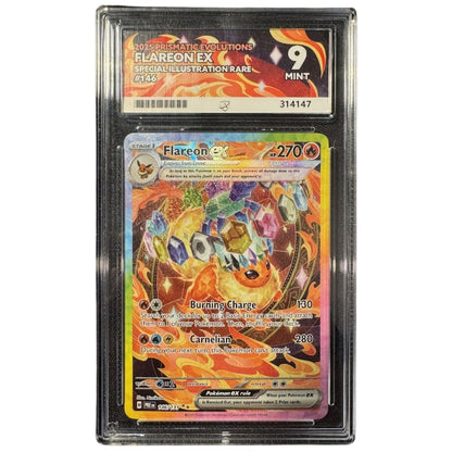 Flareon ex 146/131 ACE 9 – Pokémon Prismatic Evolutions graded slab.