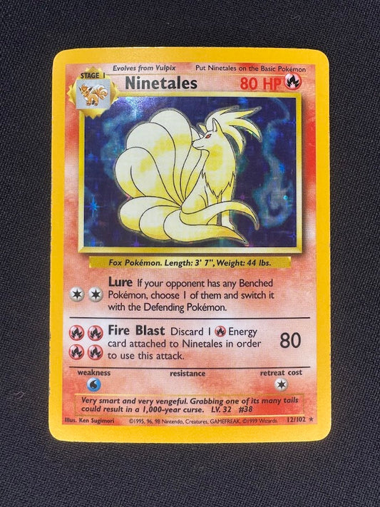 Ninetales 12/102 Base Set Holo Vintage Pokemon Trading Card - Near Mint / Light Play