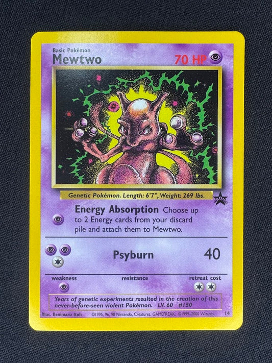 Mewtwo Black Star Promo 14 Non Holo Vintage Pokemon Trading Card - Near Mint / Light Play