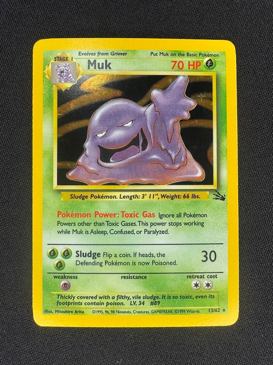 Muk 13/62 Fossil Holo Vintage Pokemon Trading Card - Near Mint / Light Play