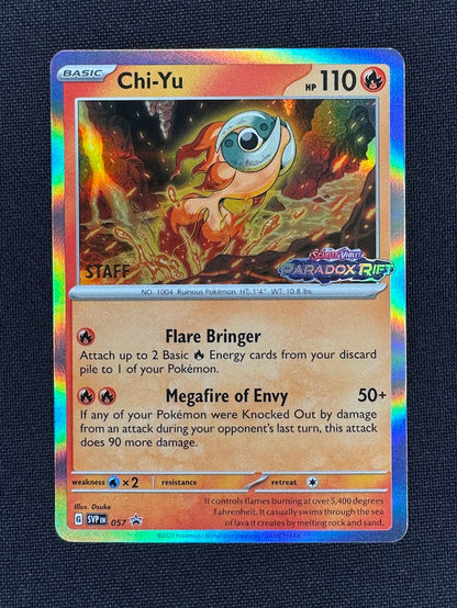 Chi-Yu – Pokémon Scarlet & Violet Paradox Rift – SVP 057 – Holo Black Star Promo Staff Stamp – Near Mint | Marley Collects