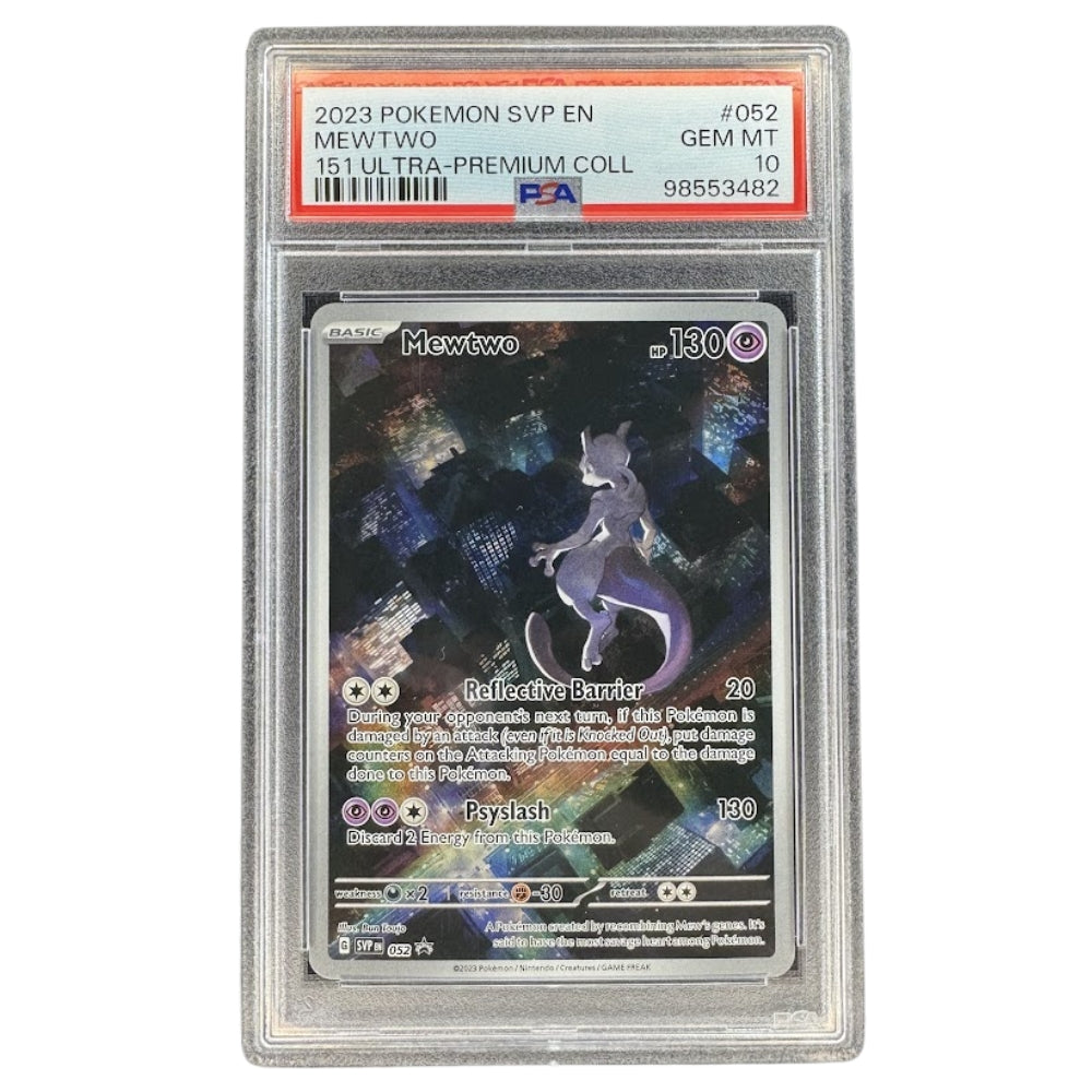 PSA 10 Mewtwo SVP 052 from Pokémon 151 Ultra Premium Collection Front.