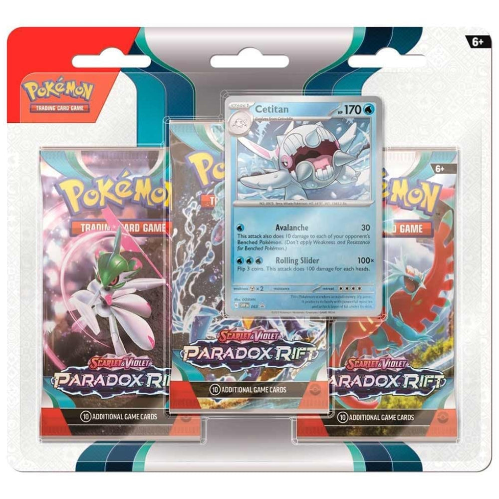 Pokemon Paradox Rift 3 Pack Blister sealed product featuring Cetitan.