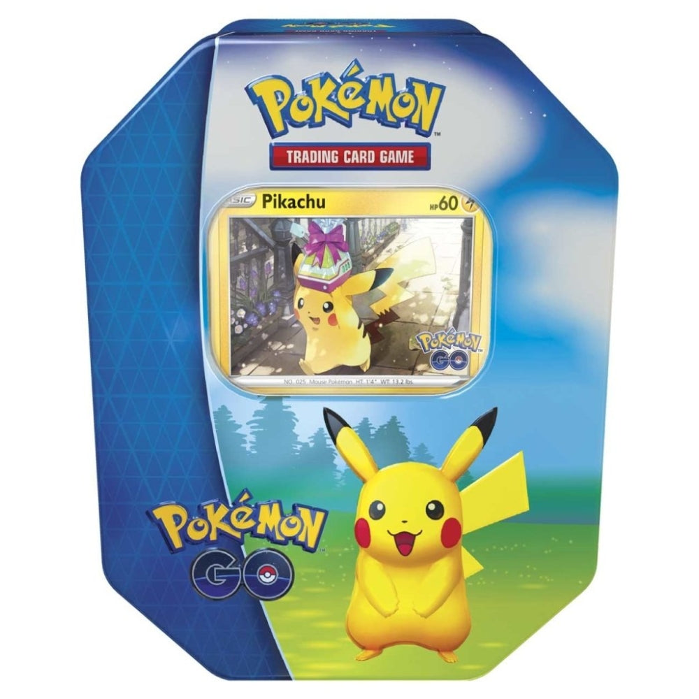 Pokemon GO Pikachu Tin sealed collection product front.