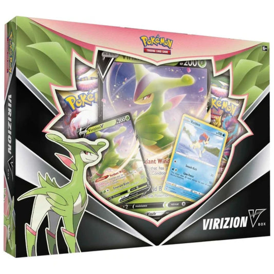 Pokémon TCG Virizion V Box featuring Virizion and Keldeo artwork.