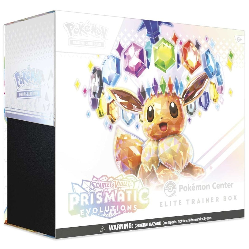 Pokémon Center Exclusive Prismatic Evolutions Elite Trainer Box front.