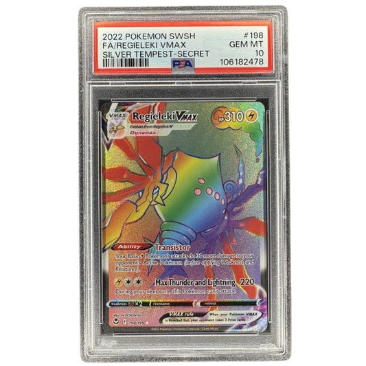 Regieleki VMAX 198/195 PSA 10 Rainbow Secret Rare Pokemon SWSH Silver Tempest