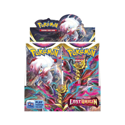 Front view of the Pokemon Trading Card Game Sword and Shield Lost Origin Booster Display Box.