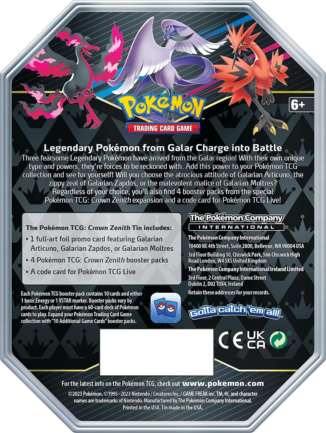 pokemon cards united kingdom Pokemon TCG - Sword & Shield - Crown Zenith Galarian Tins